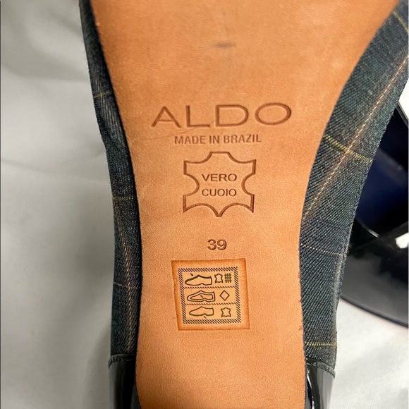 Aldo Platform Patent Leather Navy Plaid Heels BNWB SZ 8.5 (39) - Picture 8 of 12